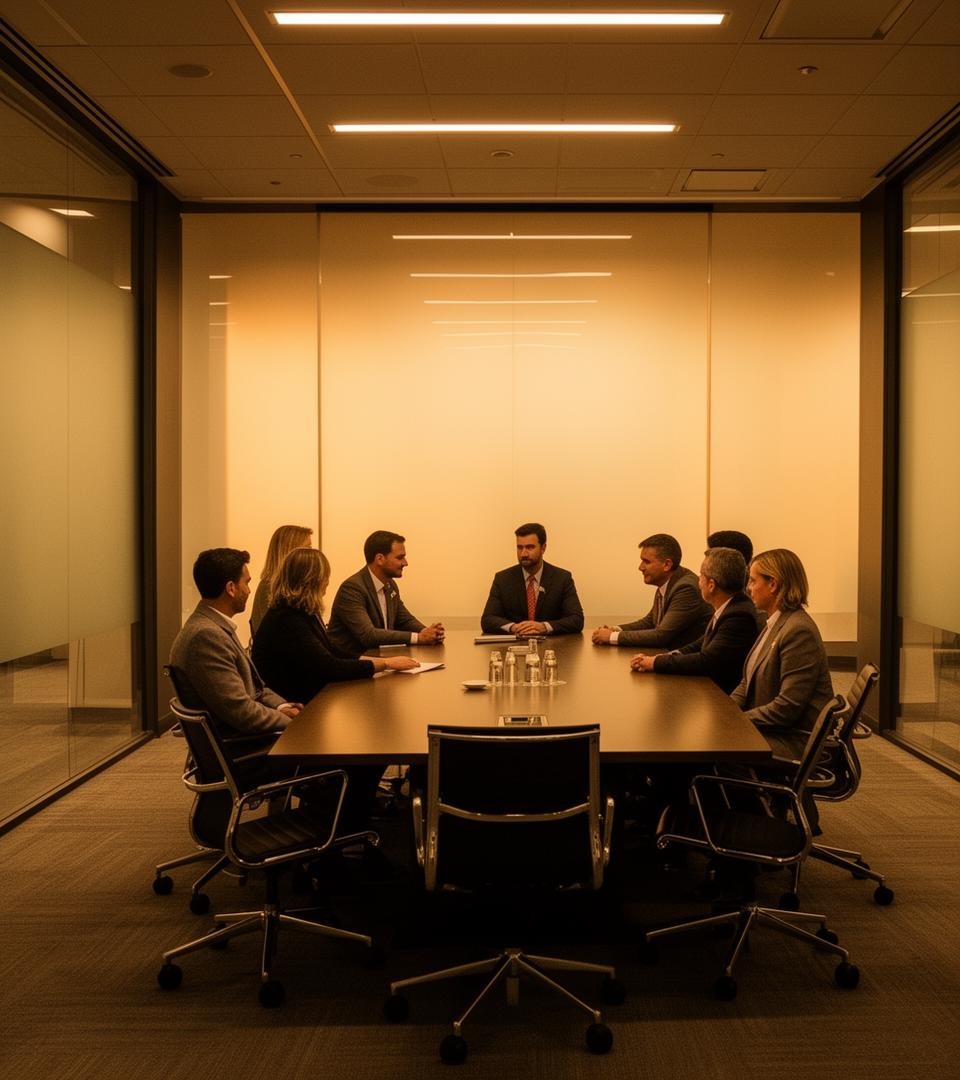 Leadership team around a conference table