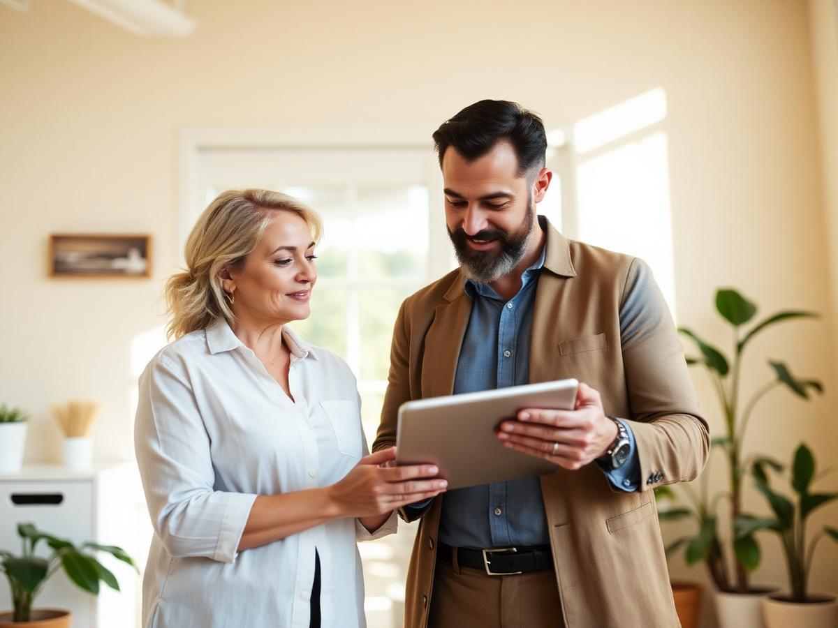 Clinic owner and manager reviewing performance on a tablet